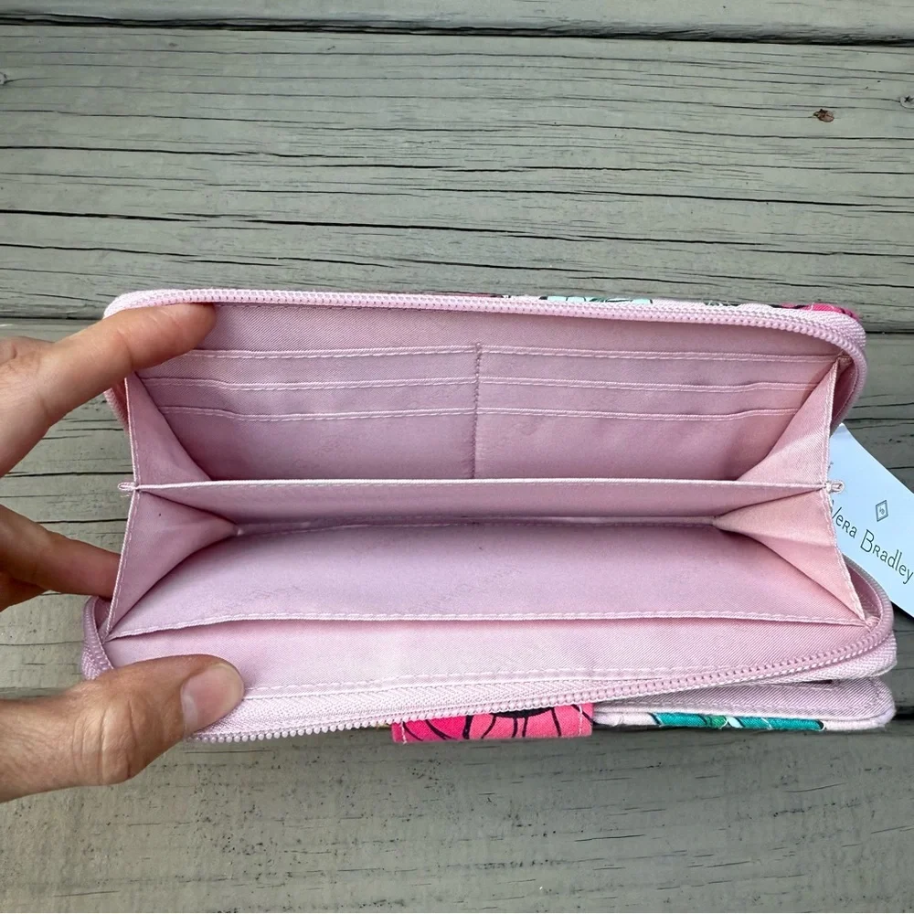 NWT Vera Bradley Vintage Floral Iconic RFID Turnlock Cotton Wallet